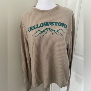 Modern Lux Yellowstone Waffle Knit Top in Tan Size Medium